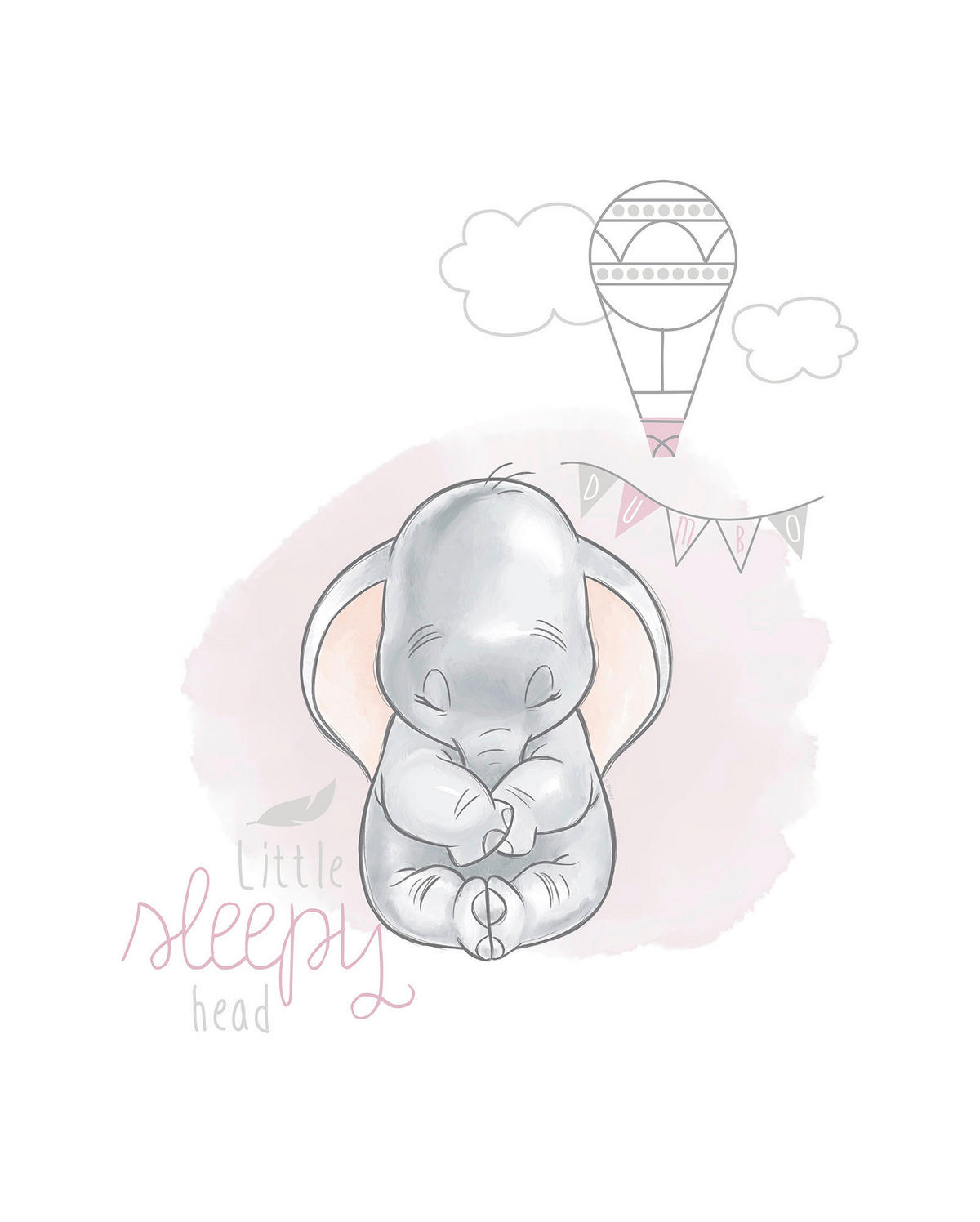 Komar Poster Dumbo Sleepy Disney B/L: ca. 40x50 cm Dumbo Sleepy - (40,00/50,00cm) - Komar