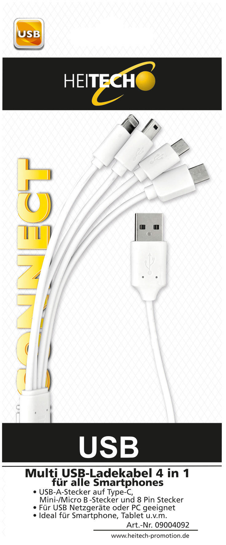 Heitech Multi USB-Ladekabel 4in1 weiß