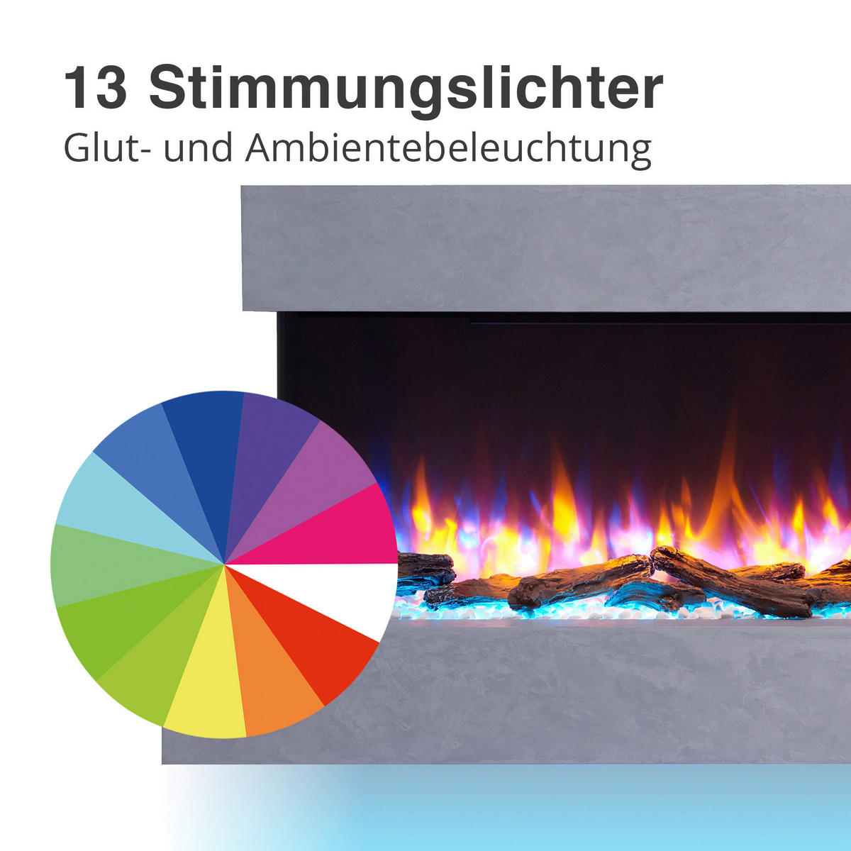 Balderia Wandkamin Ignis grau MDF B/H/T: ca. 110x57,3x25 cm ca. 2000 W Elekt.-Kamin Ignis EF197A-MT197C-CG - grau (110,00/57,30/25,00cm) - Balderia