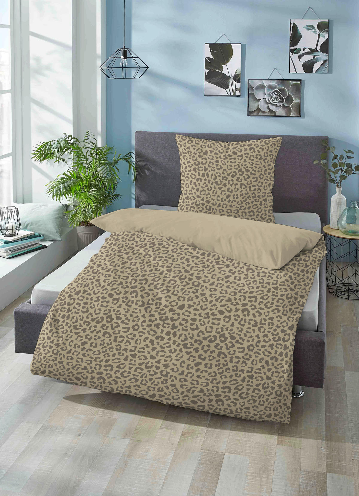 Baumwoll Bettwäsche Biber Bettwäsche_Biber Leo beige 135x200 - beige (135,00/200,00cm)