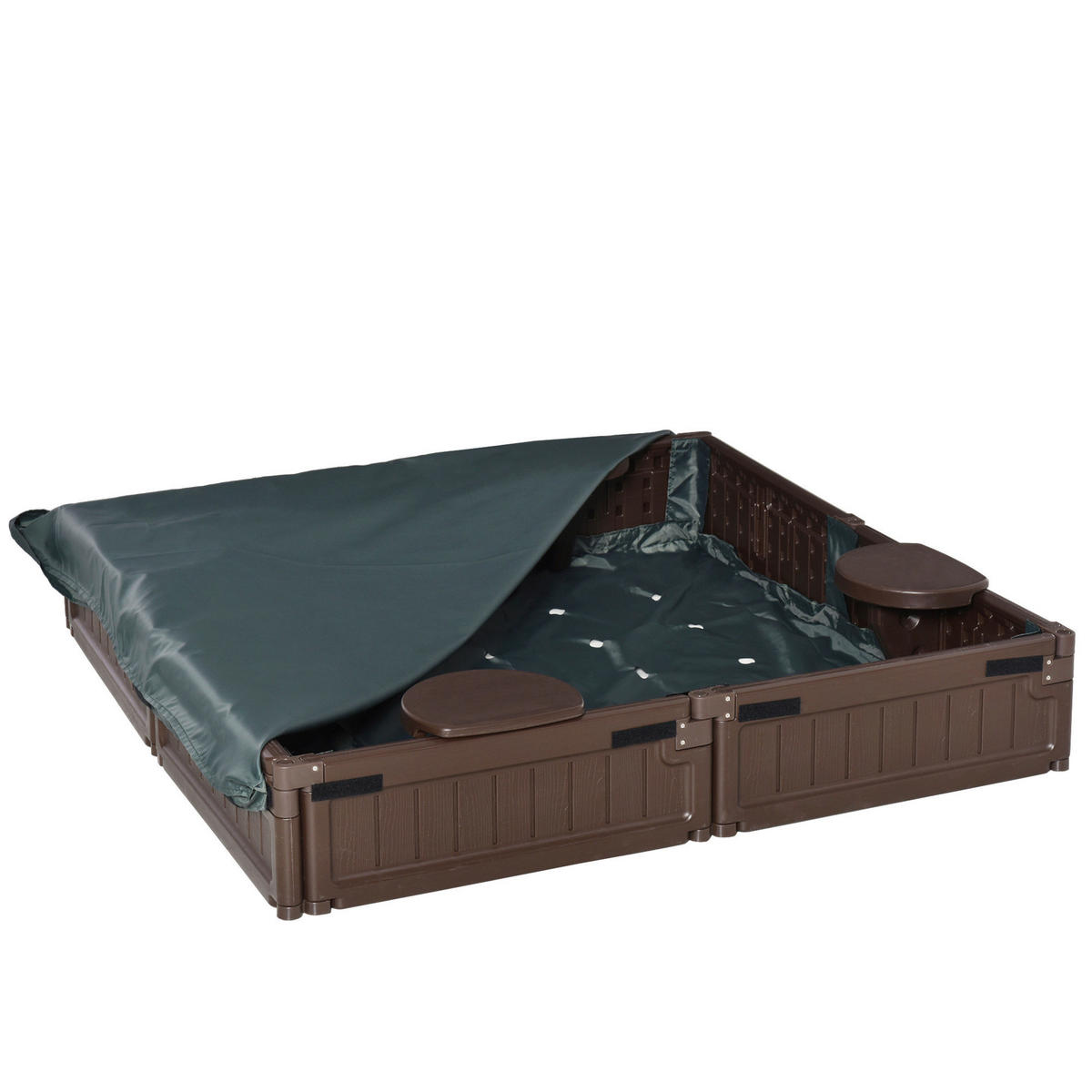 Outsunny Sandkasten braun B/H/L: ca. 123x21x123 cm Sandkasten - braun (123,00/123,00/21,00cm) - Outsunny