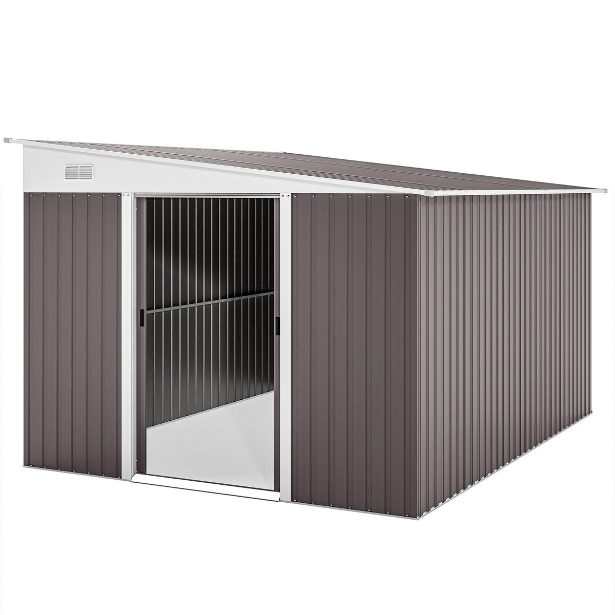 Outsunny Gartenschuppen grau Stahl B/H/L: ca. 345x201x280 cm Gartenschuppen - grau (280,00/345,00/201,00cm) - Outsunny