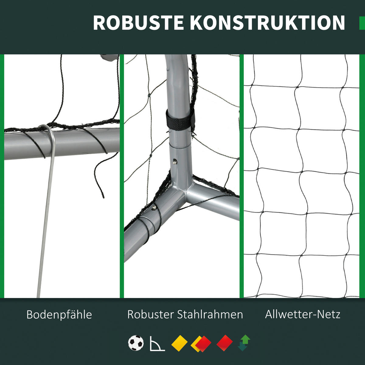 SPORTNOW Fußballtor grau Polyethylen B/H/L: ca. 120x200x300 cm Fußballtor - grau (300,00/120,00/200,00cm) - SPORTNOW