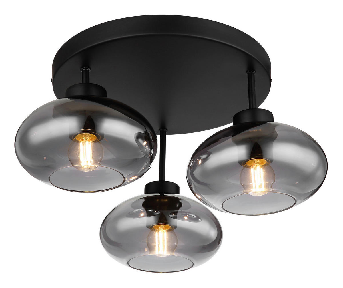 GLOBO Deckenleuchte schwarz Metall H/D: ca. 24x40 cm E27 3 Brennstellen SHAUN - schwarz (40,00/24,00cm) - GLOBO