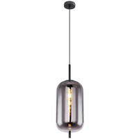 GLOBO Pendelleuchte Blacky 15345H2 schwarz Rauch Metall Glas H/D: ca. 120x22 cm E27 1 Brennstellen Blacky - schwarz/Rauch (22,00/120,00cm) - GLOBO