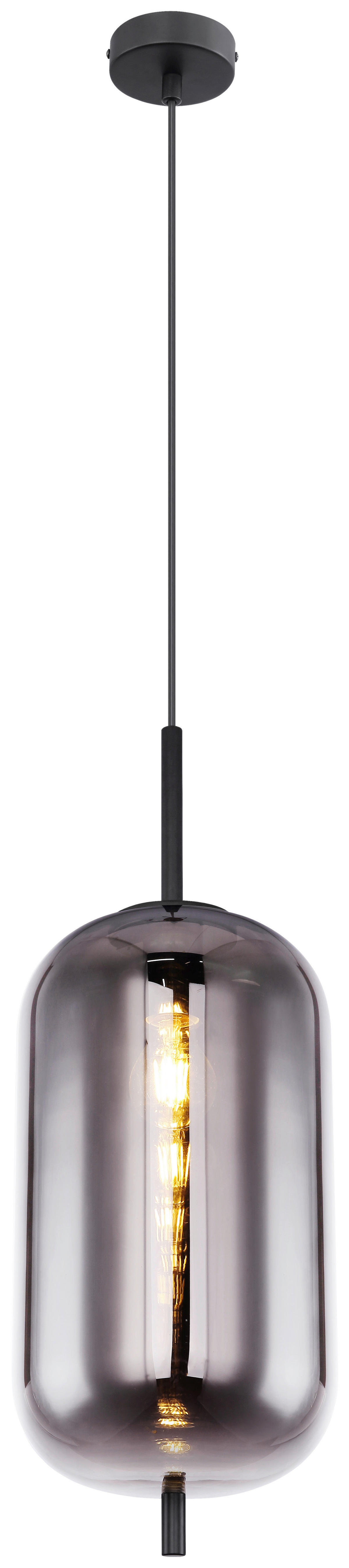 GLOBO Pendelleuchte Blacky 15345H2 schwarz Rauch Metall Glas H/D: ca. 120x22 cm E27 1 Brennstellen Blacky - schwarz/Rauch (22,00/120,00cm) - GLOBO