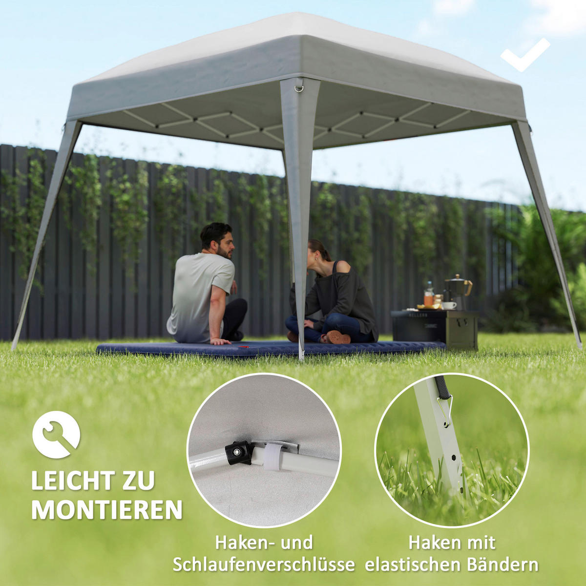 Outsunny Ersatzdach hellgrau Polyester B/H/L: ca. 300x1x300 cm Ersatzdach - hellgrau (300,00/300,00/1,00cm) - Outsunny