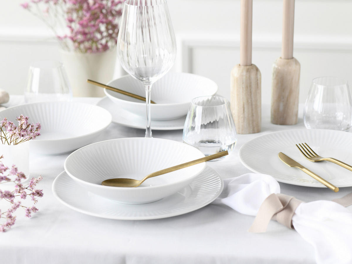 CreaTable Teller-Set Valencia weiß Porzellan Valencia - weiß - CreaTable
