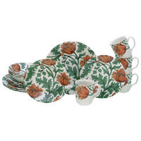 CreaTable Kombiservice Florentina rot Steingut 16 tlg. Florentina - rot/grün (32,00/32,00/30,00cm) - CreaTable