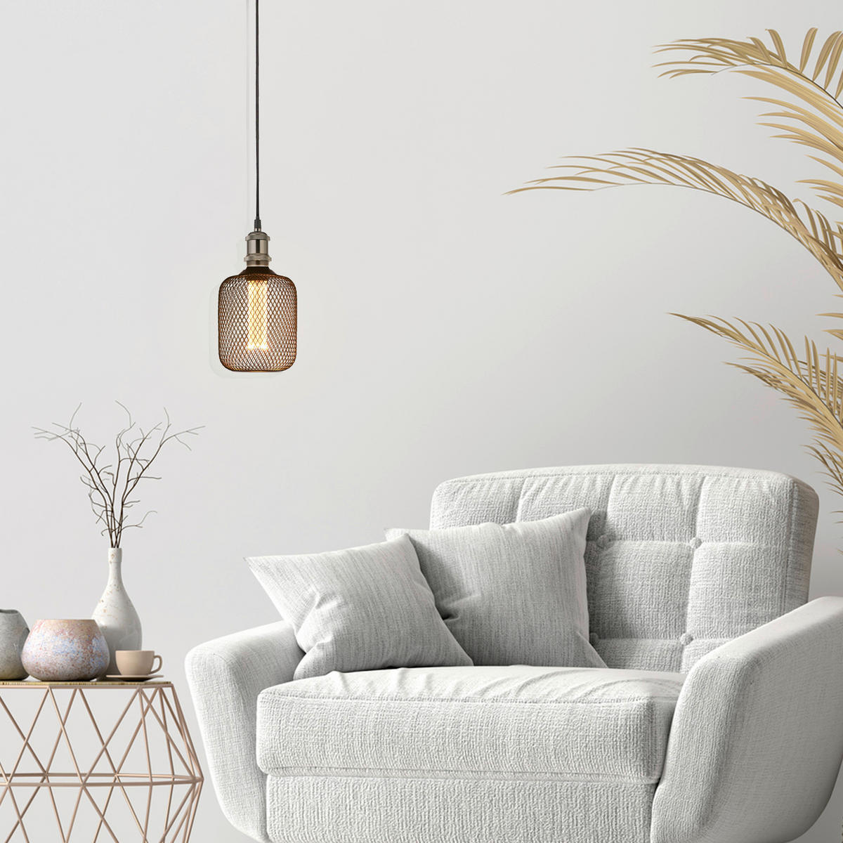 Searchlight Leuchtmittel E27 Wire Mesh - schwarz (10,00/10,00/16,50cm) - Searchlight