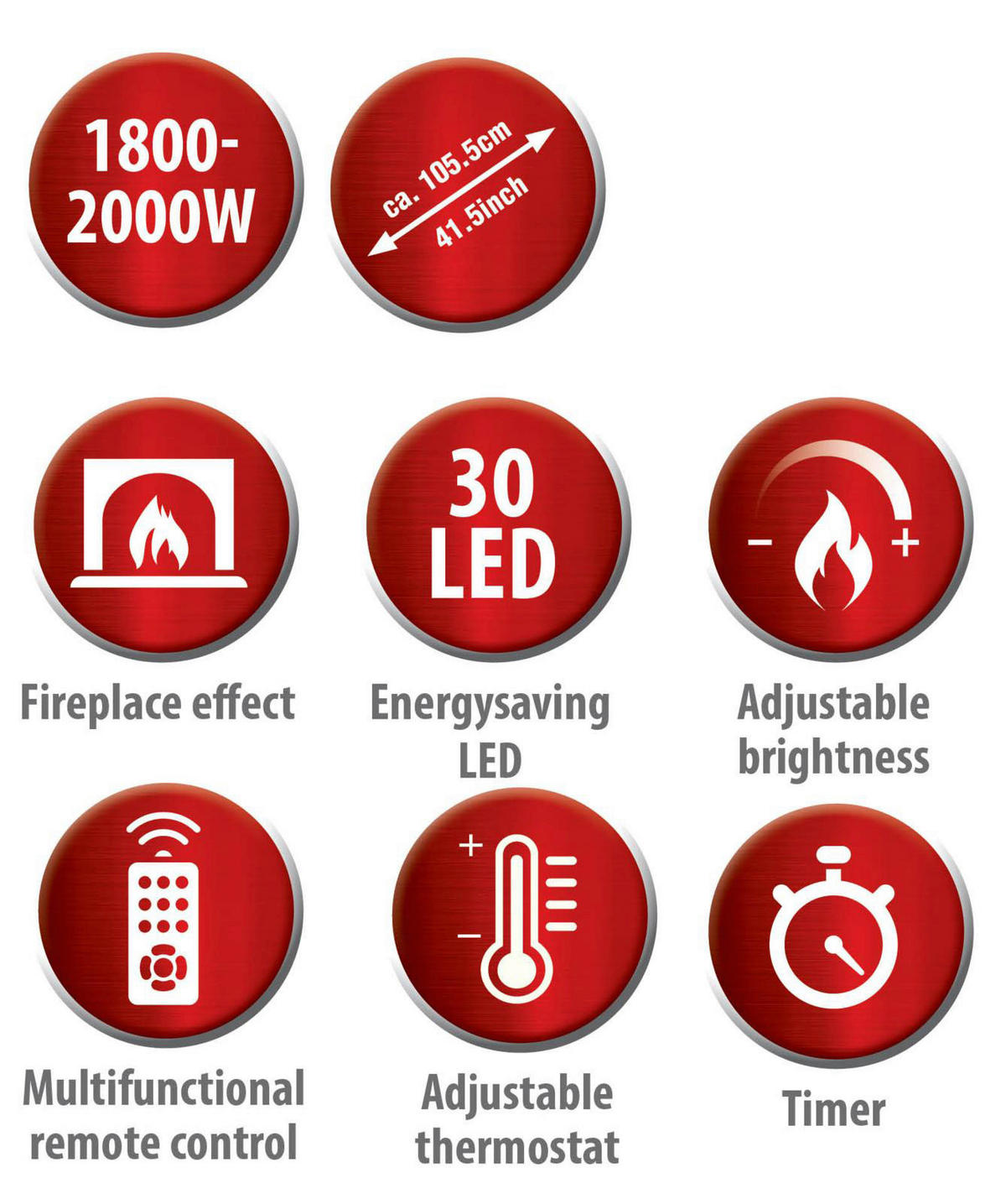 alpina Elektrokamin Glas ca. 2000 W Seattle - alpina