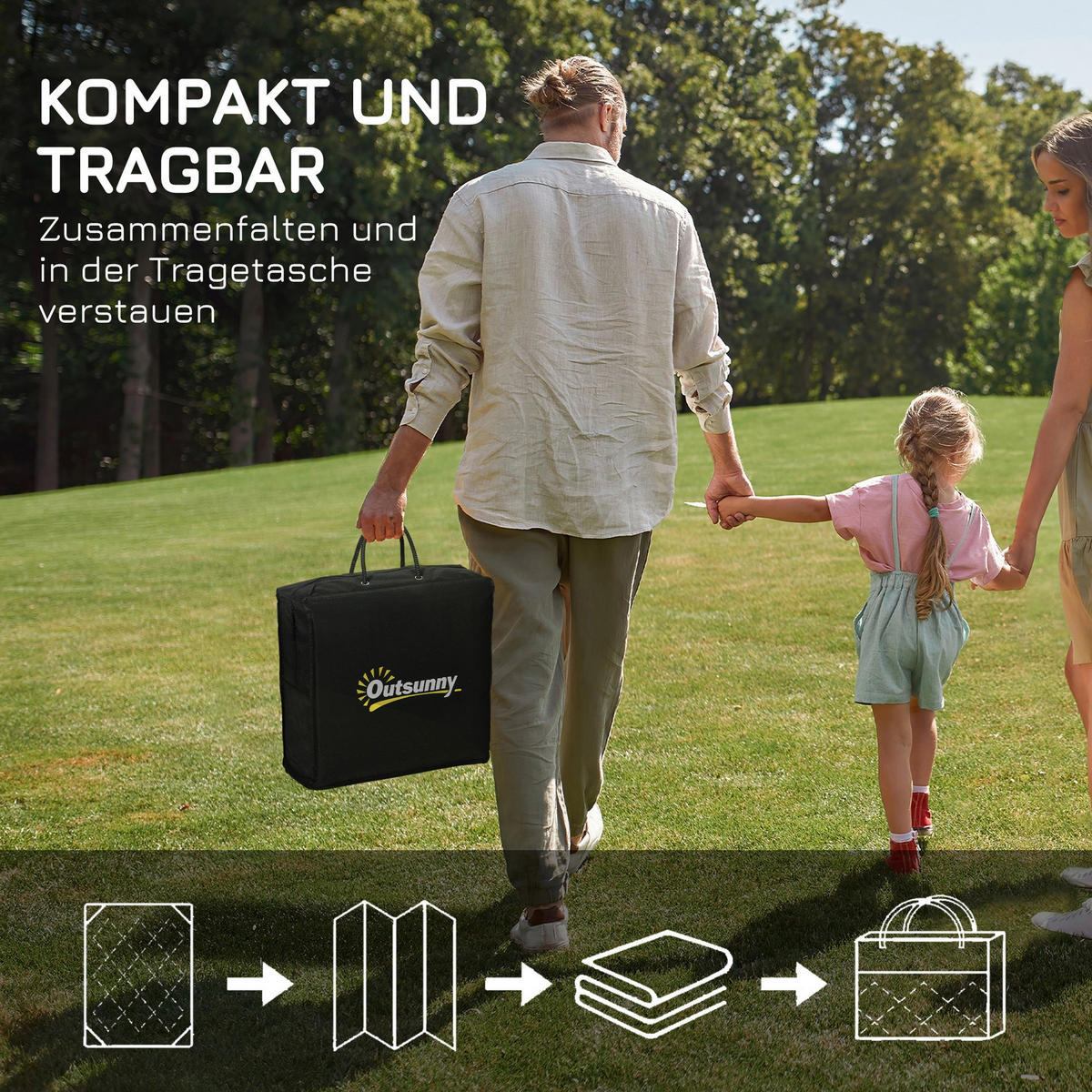 Outsunny Outdoor-Teppich schwarz B/H/L: ca. 274x182x0,3 cm Outdoor-Teppich - blau/schwarz (0,30/274,00/182,00cm) - Outsunny