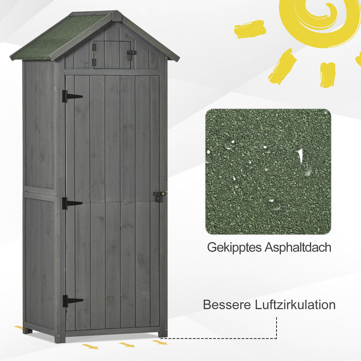 Outsunny Gartenhaus grau B/H/L: ca. 54x179x77 cm Gartenhaus - grün/grau (77,00/54,00/179,00cm) - Outsunny
