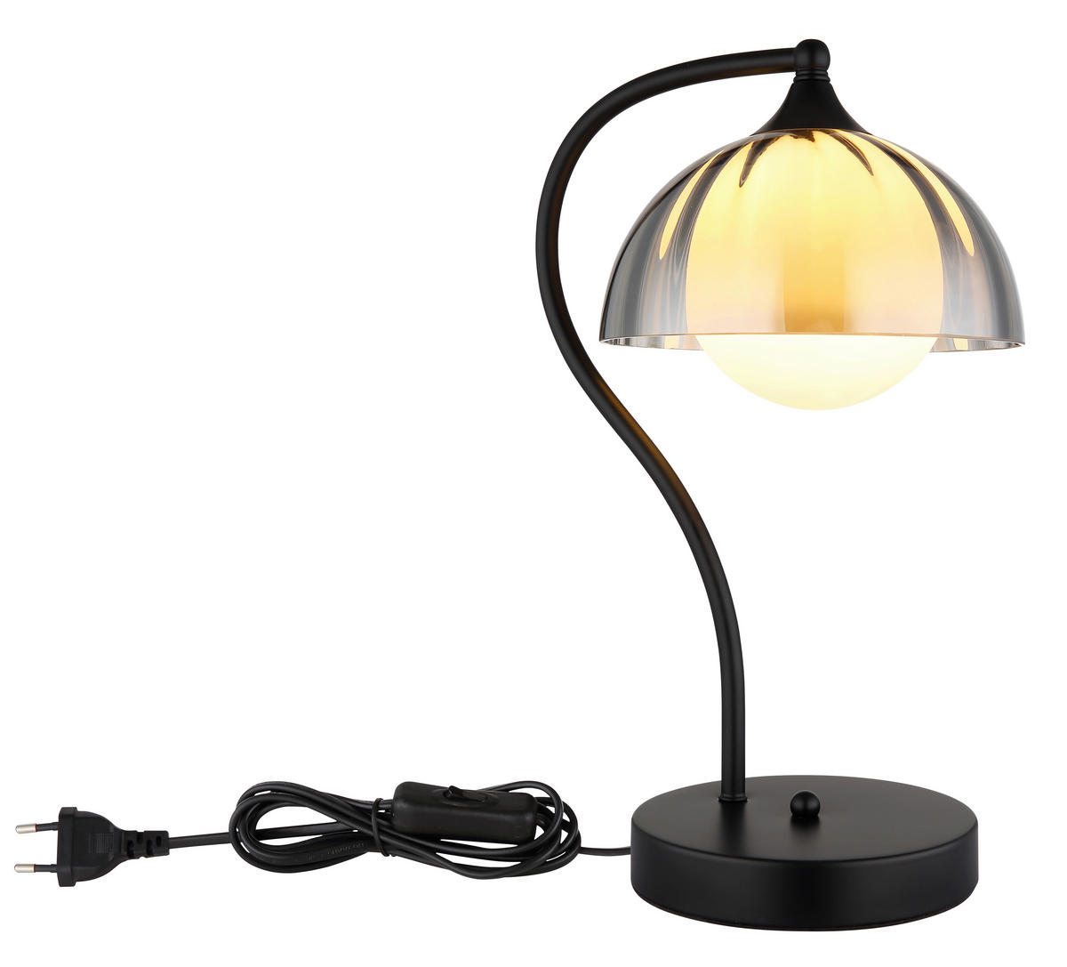 GLOBO Tischleuchte EVA 50200108 Rauch schwarz Opal Glas Metall B/H/L: ca. 24,5x39,5x20 cm G9 1 Brennstellen EVA - schwarz/Opal (20,00/24,50/39,50cm) - GLOBO
