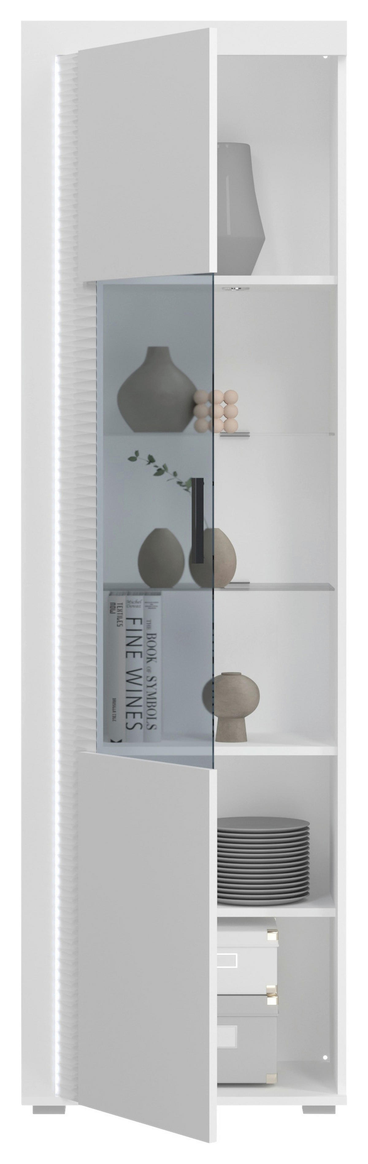 Standvitrine Skylight weiß weiß Hochglanz B/H/T: ca. 60x202x37 cm Skylight - weiß (60,00/202,00/37,00cm)