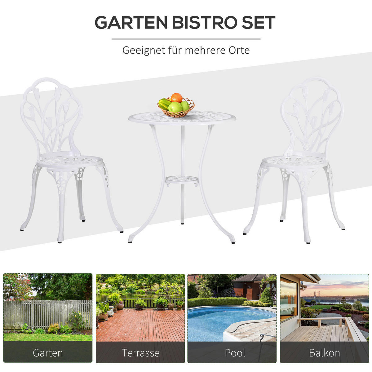 Outsunny Gartenmöbel-Set weiß Aluminium Gartenmöbel-Set - weiß - Outsunny