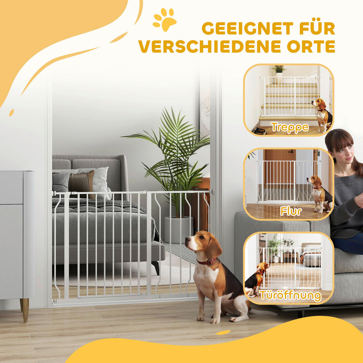 PawHut Schutzgitter weiß Kunststoff B/H/L: ca. 3x76x115 cm Schutzgitter - weiß (115,00/3,00/76,00cm) - PawHut