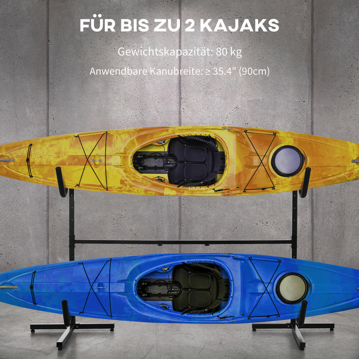 SPORTNOW Outdoor-Aktivitäten schwarz Edelstahl B/H/L: ca. 72,5x240x157 cm Kajak_Gestell - schwarz (157,00/72,50/240,00cm) - SPORTNOW
