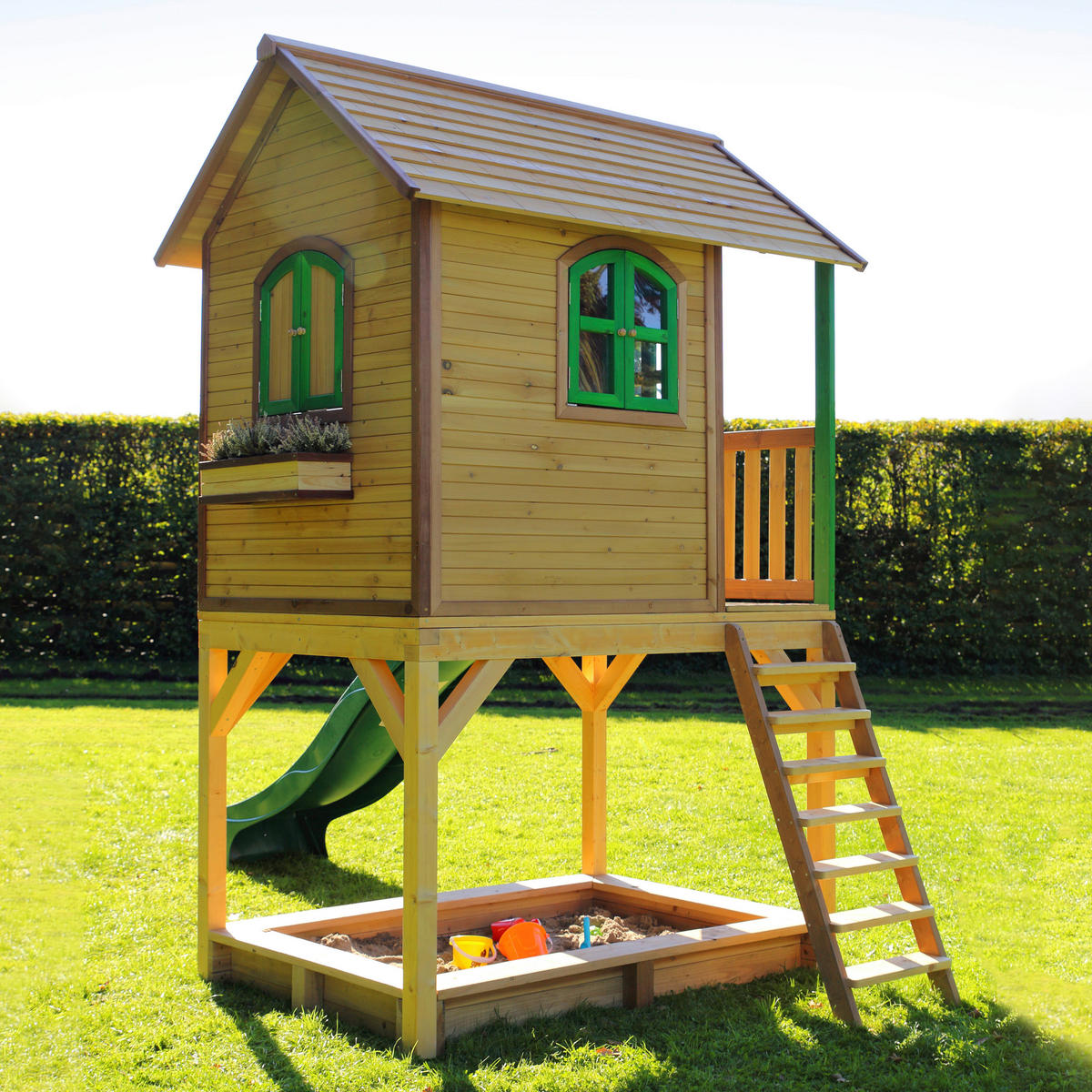 AXI Spielhaus Sarah braun B/H/L: ca. 370x291x191 cm Sarah - braun/grün (191,00/370,00/291,00cm) - AXI