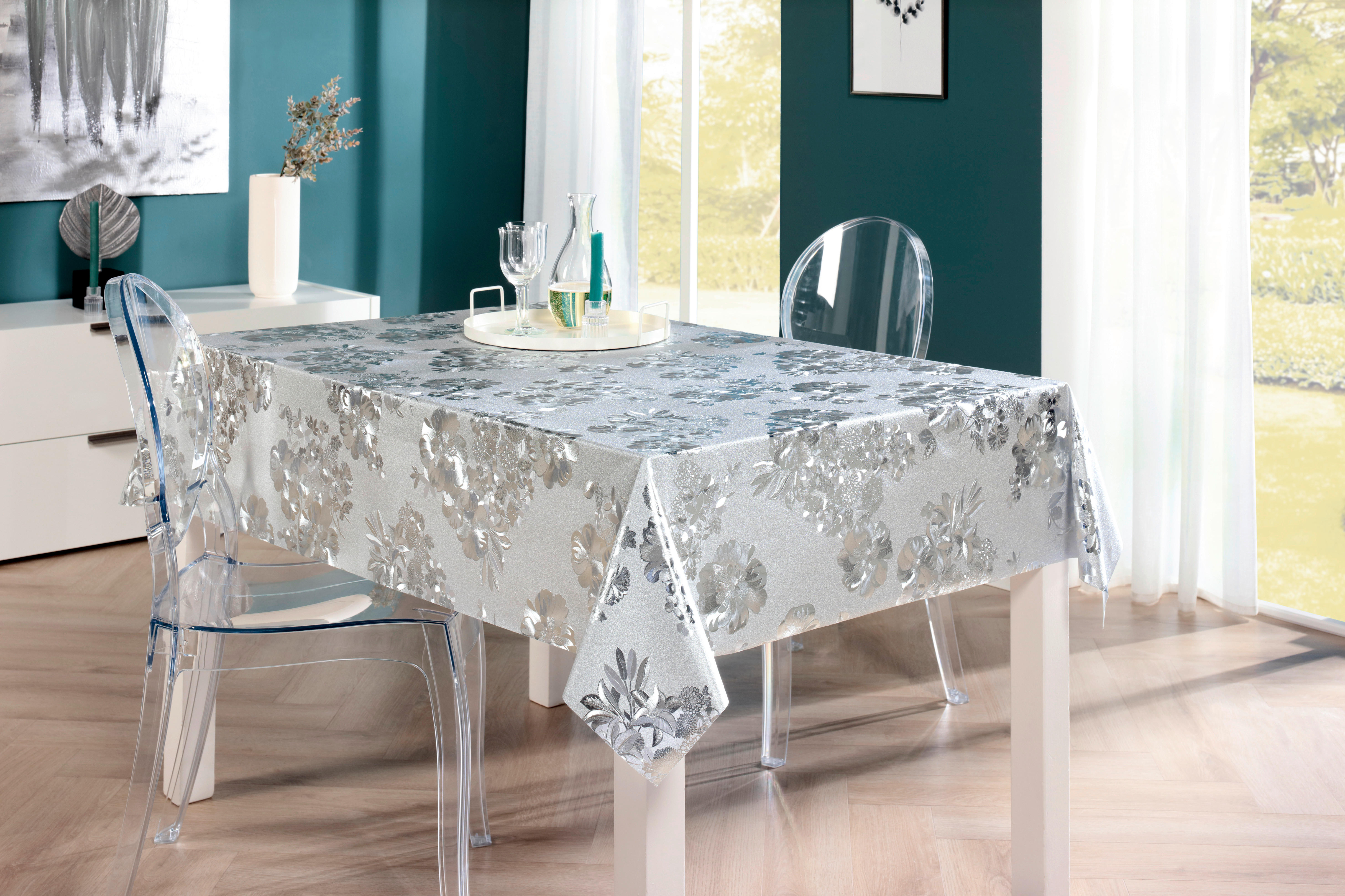Milano Abwaschbarer Tischbelag Satomi silber B: ca. 140 cm Satomi - silber (140,00cm) - Milano