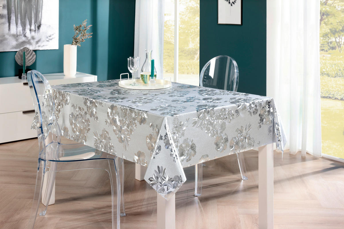 Milano Abwaschbarer Tischbelag Satomi silber B: ca. 140 cm Satomi - silber (140,00cm) - Milano