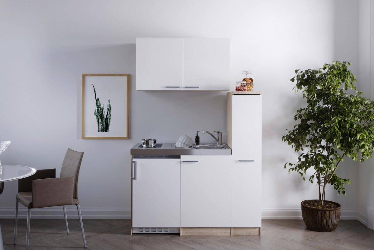 Respekta Miniküche 130 weiß matt B/H/T: ca. 130x200x60 cm 130 - Eiche/weiß (130,00/200,00/60,00cm) - Respekta