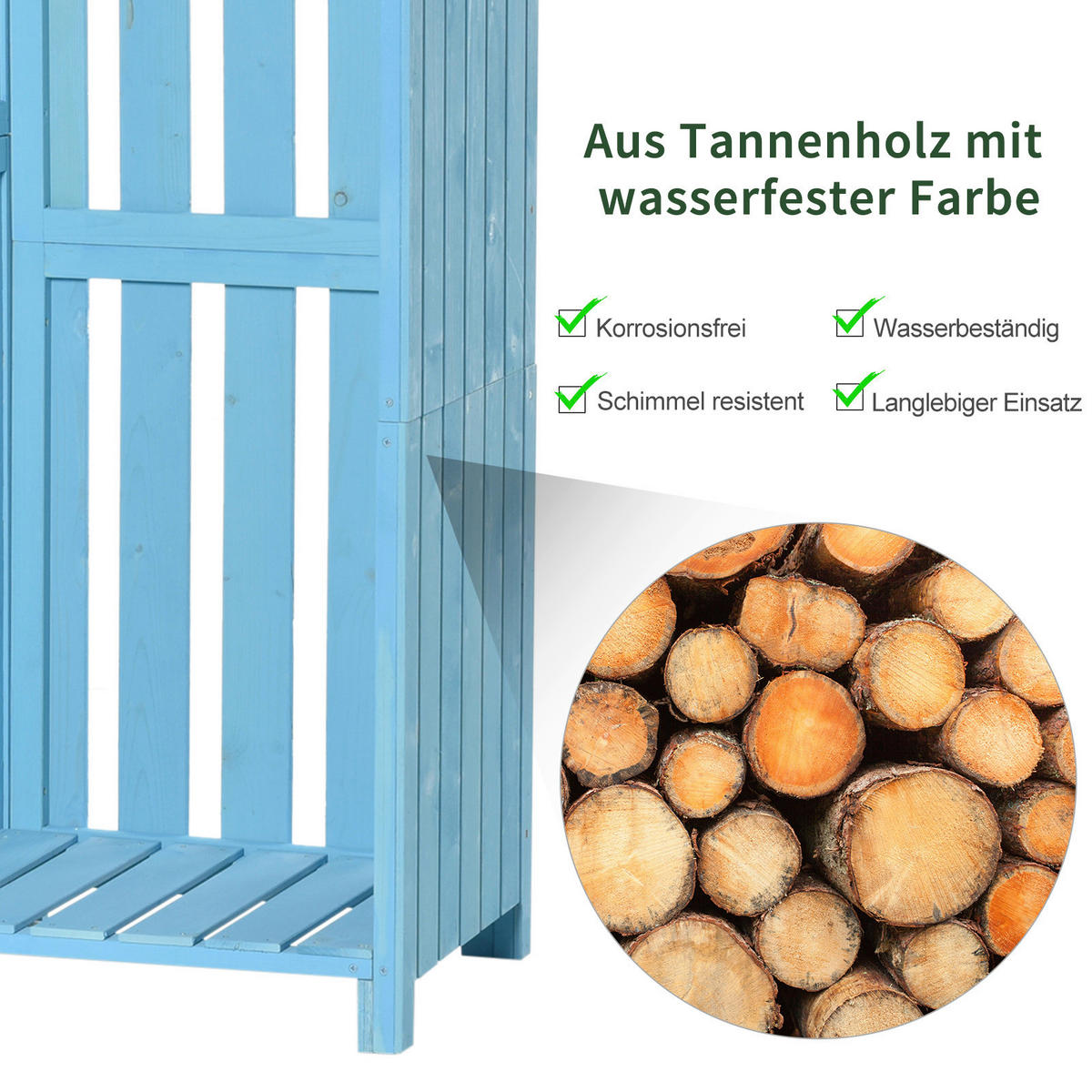 Outsunny Gartenhaus blau B/H/L: ca. 130x180x54,5 cm Gartenhaus - blau (54,50/130,00/180,00cm) - Outsunny