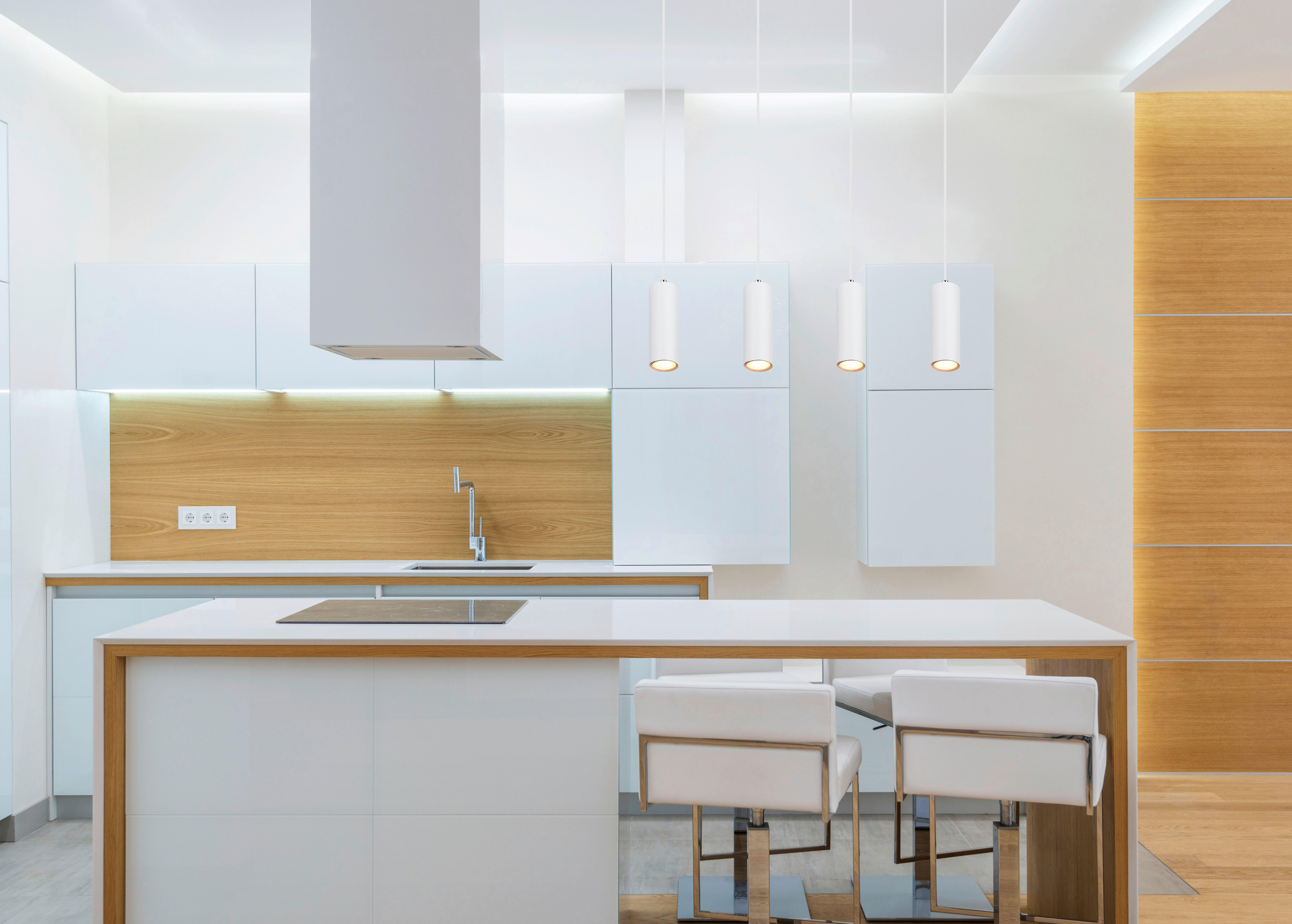 Thumbnail - GLOBO Pendelleuchte weiß Metall B/H/T: ca. 6x120x65 cm GU10 4 Brennstellen