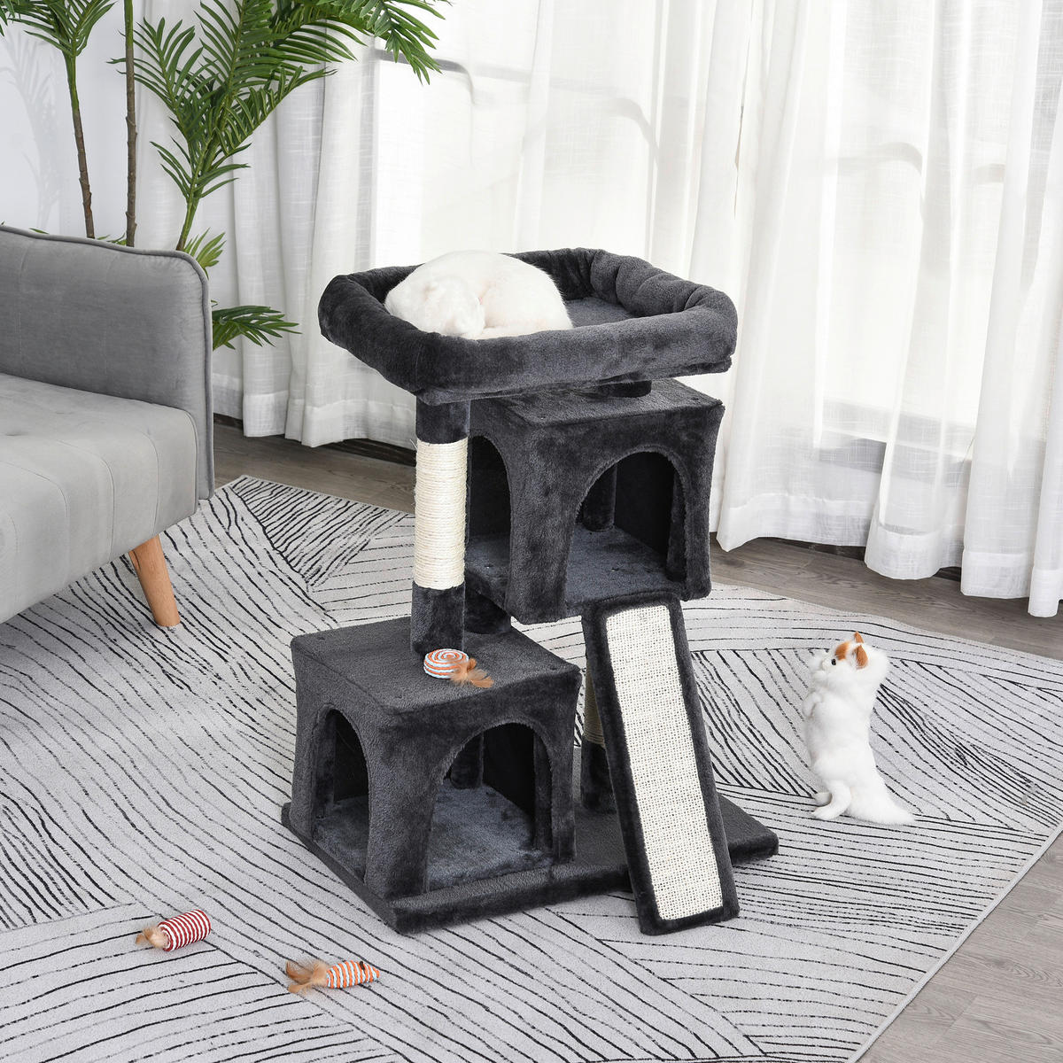 PawHut Kratzbaum dunkelgrau Spanplatte B/H/L: ca. 39x83x59 cm Kratzbaum - dunkelgrau (59,00/39,00/83,00cm) - PawHut