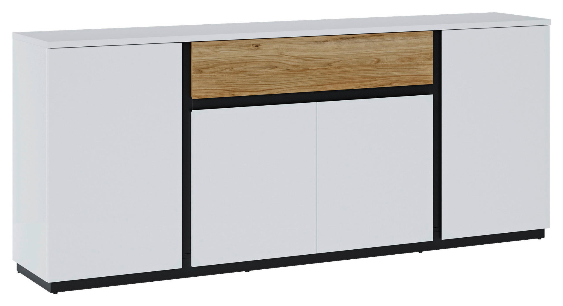 Sideboard Novena weiß Eiche Catania Nachbildung schwarz matt B/H/T: ca. 209x87x40 cm Novena - weiß/schwarz (209,00/87,00/40,00cm)