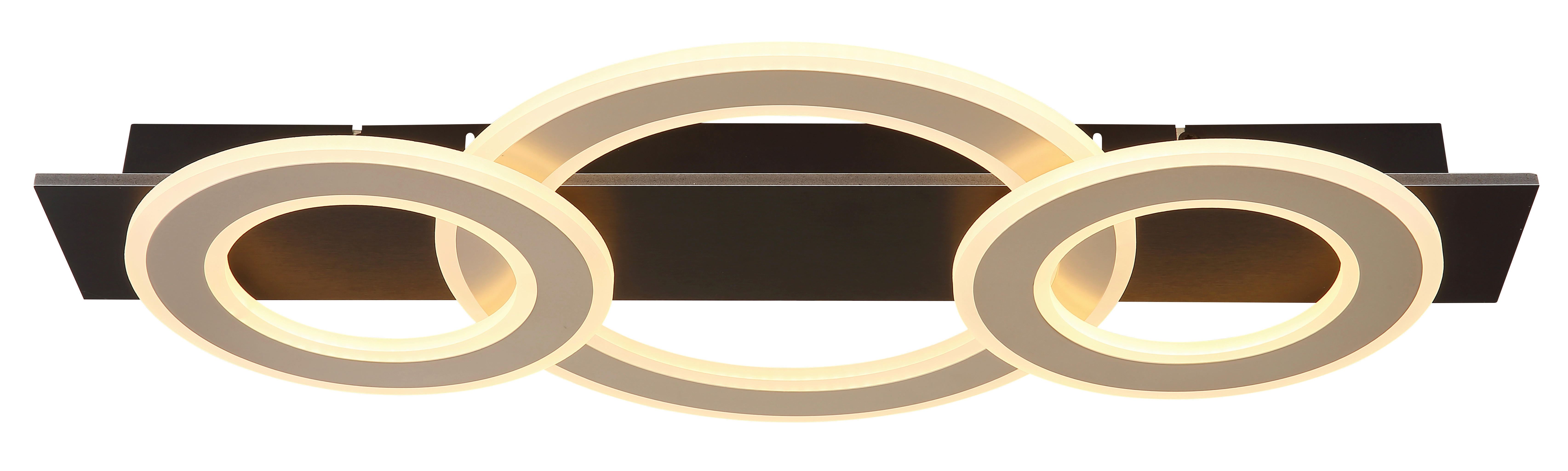 GLOBO LED-Deckenleuchte JAYDEN 48034A-50 dunkelbraun champagner mattschwarz MDF Kunststoff Metall B/H/L: ca. 73x7x35 cm 1 Brennstellen JAYDEN - dunkelbraun/champagner (35,00/73,00/7,00cm) - GLOBO