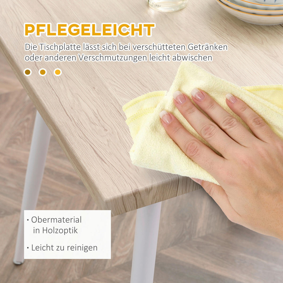 Essgruppe 835-086 natur B/H/T: ca. 70x76x70 cm 835-086 - natur (70,00/76,00/70,00cm) - HOMCOM