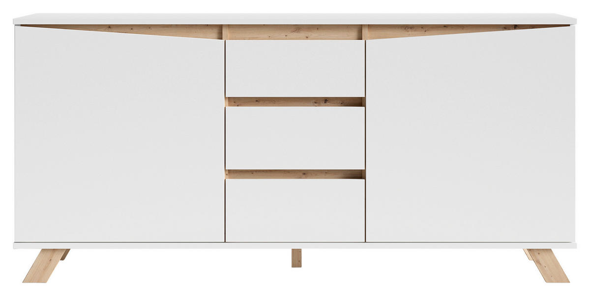 Sideboard VALENTIN weiß Eiche Nachbildung B/H/T: ca. 160x80x38 cm VALENTIN - Eiche/weiß (160,00/80,00/38,00cm) - byLIVING