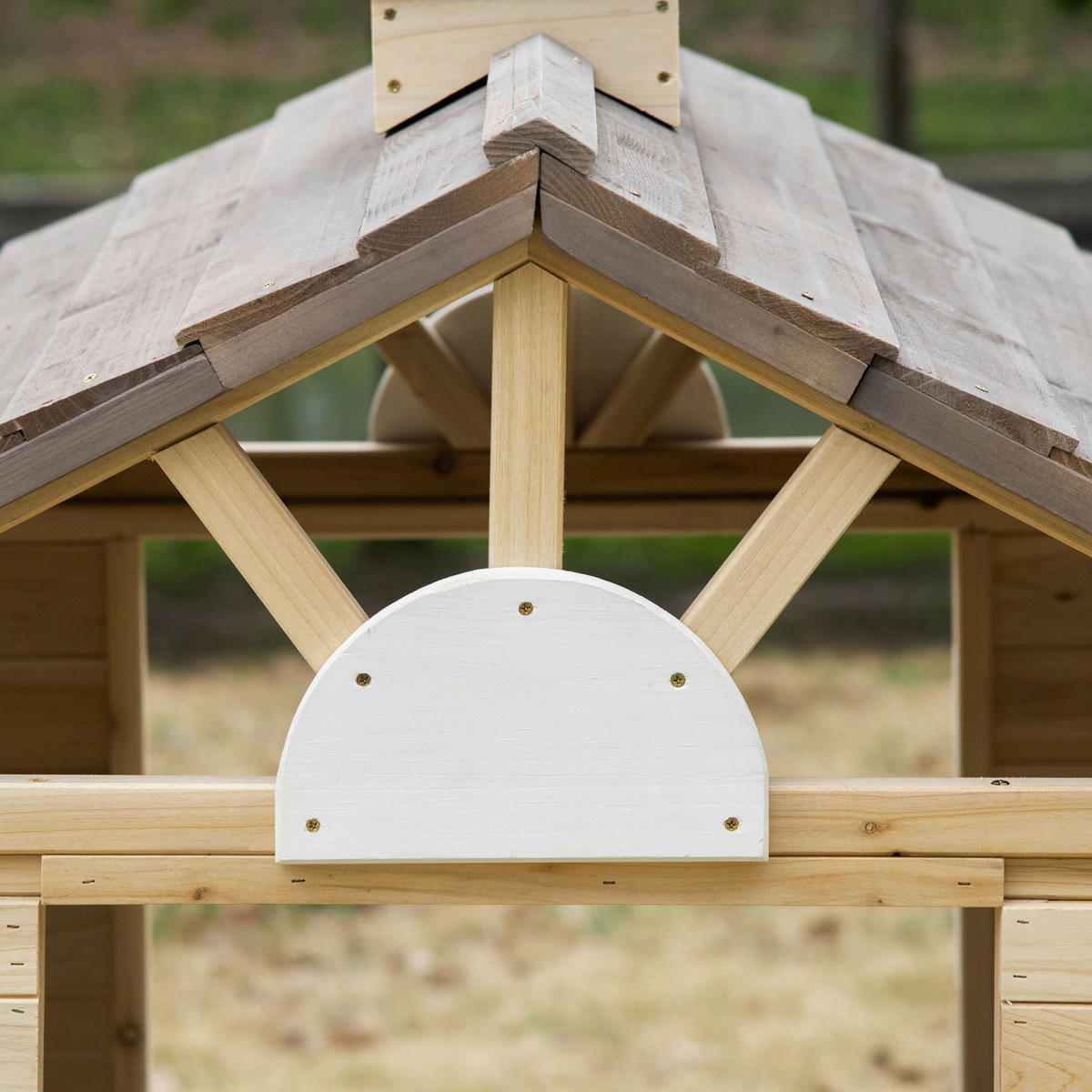 Outsunny Outdoor-Spielzeug grau B/H/L: ca. 94x113x134,5 cm Kinderspielhaus - weiß/natur (134,50/94,00/113,00cm) - Outsunny