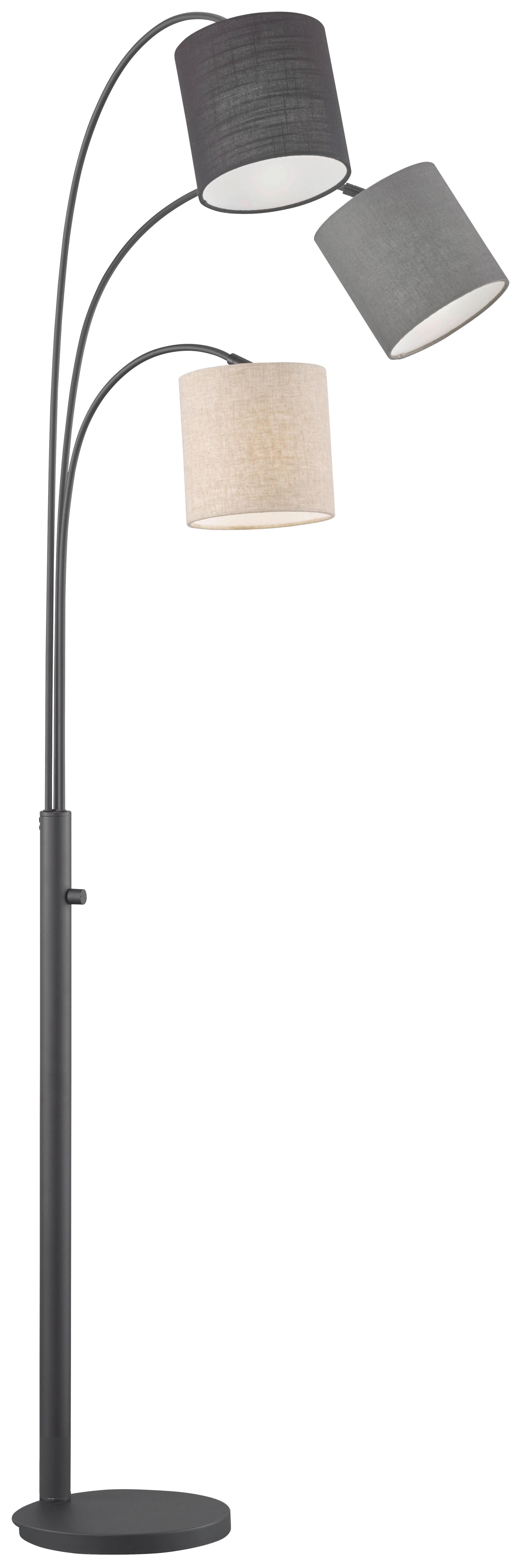 Fischer & Honsel Stehleuchte 40360 schwarz sand Leinen Metall H/D: ca. 186x67 cm E27 3 Brennstellen Shade - sand/schwarz (67,00/186,00cm) - Fischer & Honsel