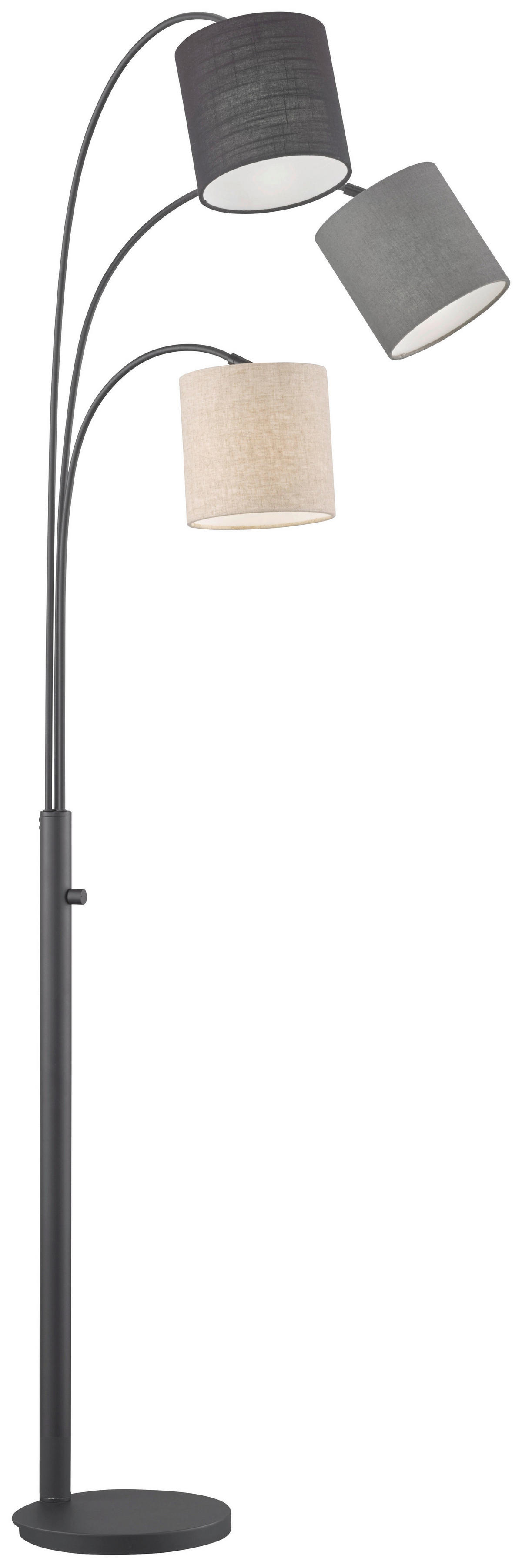 Fischer & Honsel Stehleuchte 40360 schwarz sand Leinen Metall H/D: ca. 186x67 cm E27 3 Brennstellen Shade - sand/schwarz (67,00/186,00cm) - Fischer & Honsel