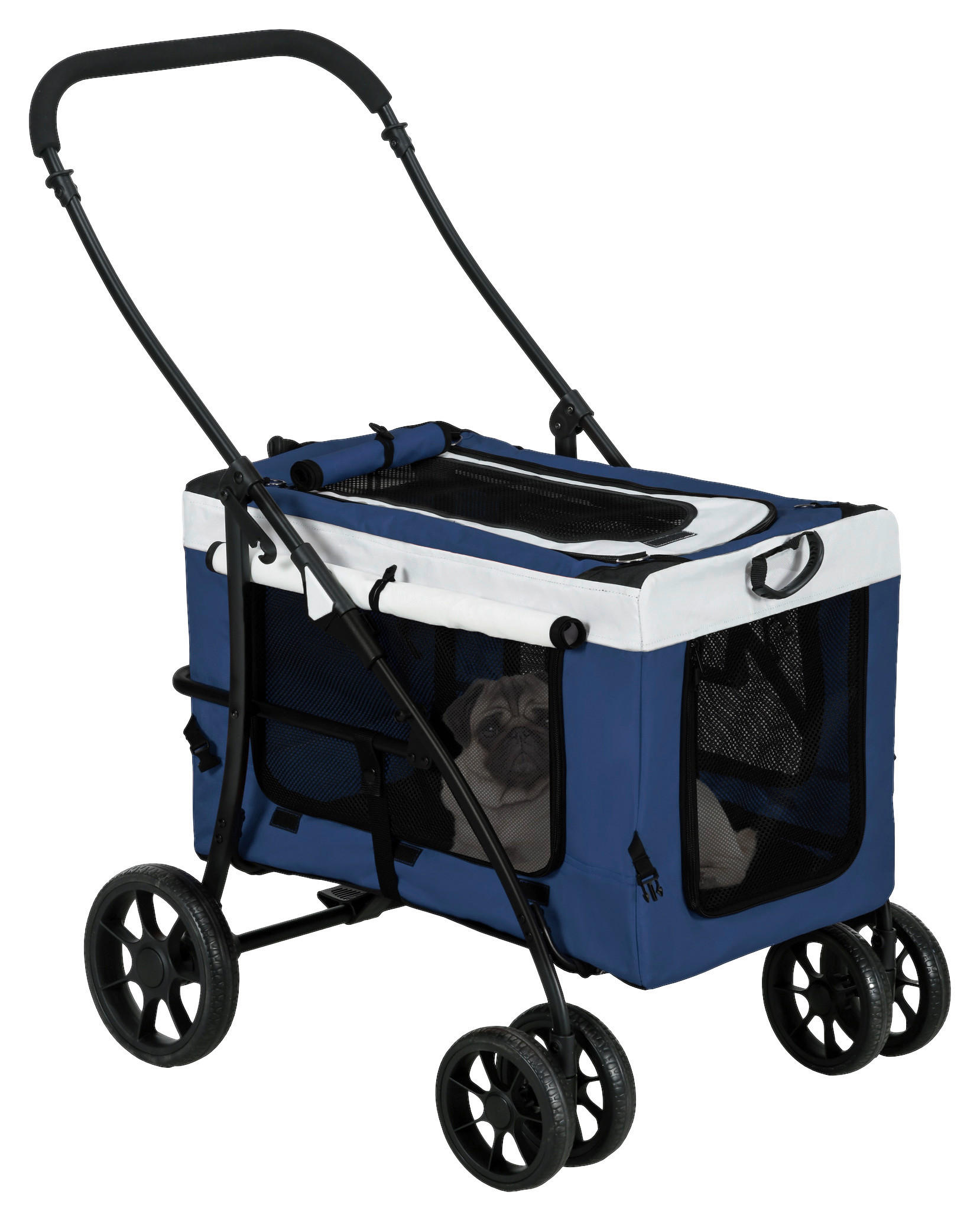 PawHut Hunde-Zubehör blau Polyester B/H/L: ca. 58x81x97,5 cm Hundebuggy - blau (97,50/58,00/81,00cm) - PawHut