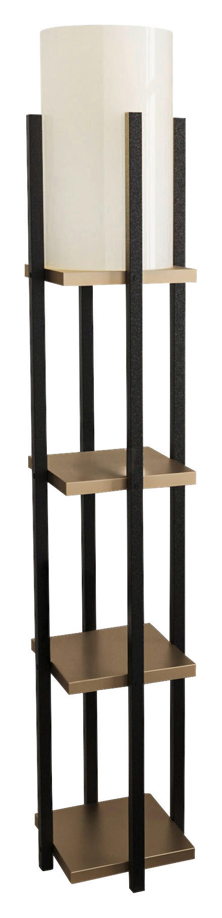 Opviq Stehleuchte gold schwarz Stoff B/H/T/L/D: ca. 25x130x25x25x25 cm E27 1 Brennstellen Stehleuchte_Shelf_Lamp-8115 - gold/schwarz (25,00/25,00/130,00cm) - Opviq