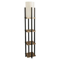 Opviq Stehleuchte gold schwarz Stoff B/H/T/L/D: ca. 25x130x25x25x25 cm E27 1 Brennstellen Stehleuchte_Shelf_Lamp-8115 - gold/schwarz (25,00/25,00/130,00cm) - Opviq
