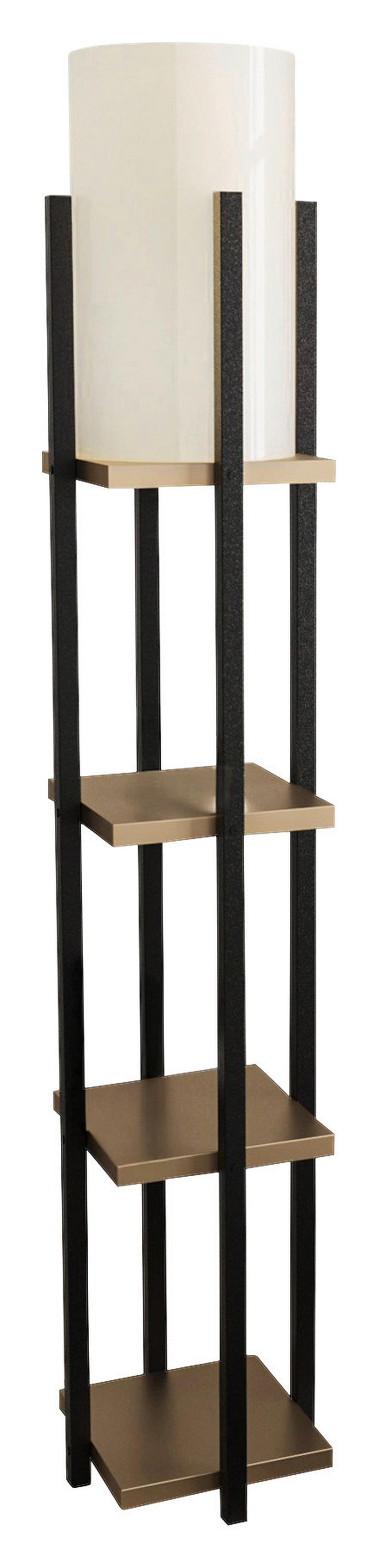 Opviq Stehleuchte gold schwarz Stoff B/H/T/L/D: ca. 25x130x25x25x25 cm E27 1 Brennstellen Stehleuchte_Shelf_Lamp-8115 - gold/schwarz (25,00/25,00/130,00cm) - Opviq