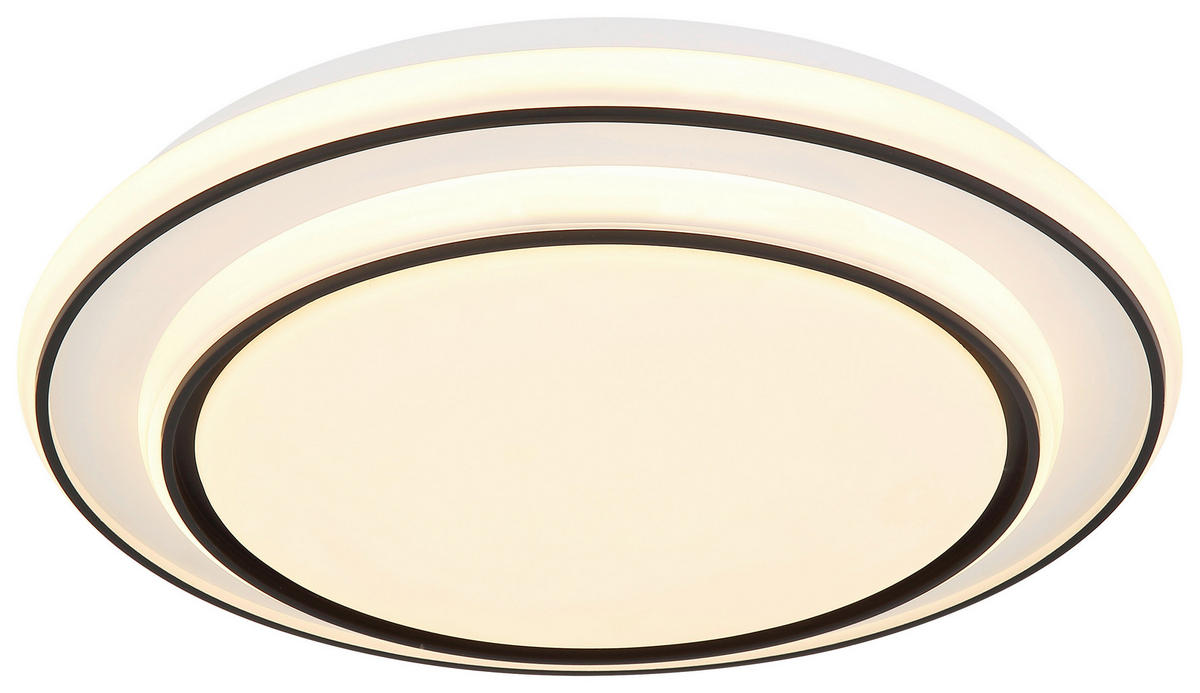 GLOBO LED-Deckenleuchte weiß schwarz Opal Kunststoff Metall H/D: ca. 7x39 cm 1 Brennstellen LOGAN - weiß/schwarz (39,00/7,00cm) - GLOBO