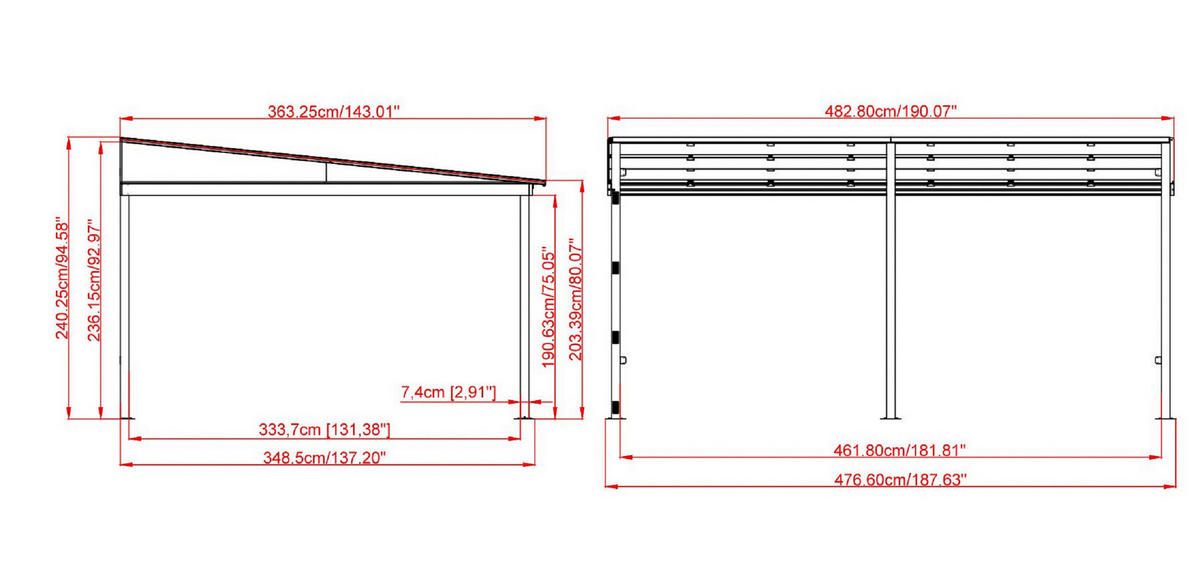 Sojag Terrassenüberdachung St. Barth anthrazit Aluminium B/H/T: ca. 484x240x363 cm St. Barth - anthrazit (484,00/240,00/363,00cm) - Sojag