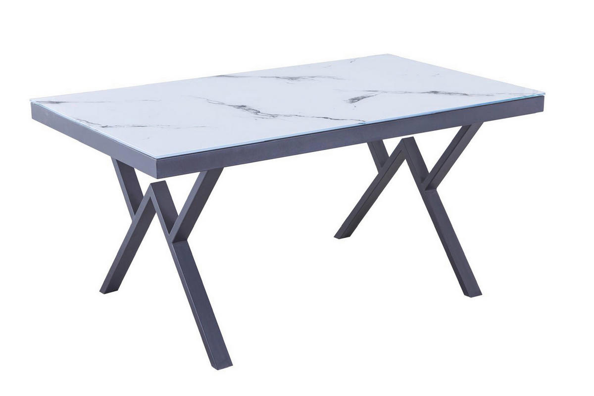 Esstisch CT056W weiß Marmor Optik schwarz B/T: ca. 160x90 cm CT056W - weiß/schwarz (160,00/90,00cm)