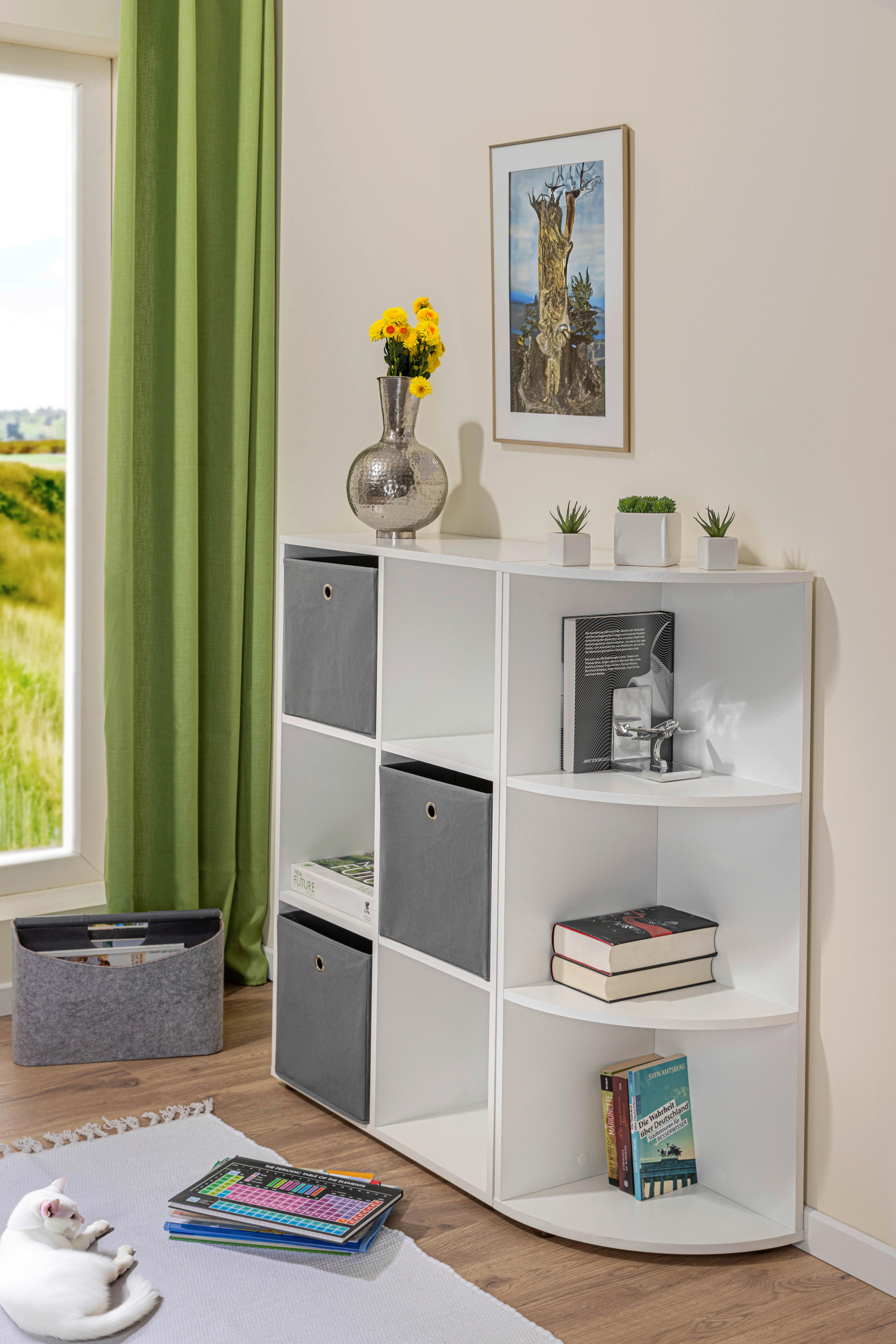 Bücherregal Nuoro weiß beschichtet Nachbildung B/H/L: ca. 33x110x70,2 cm Nuoro - weiß (70,20/33,00/110,00cm) - Inter Link