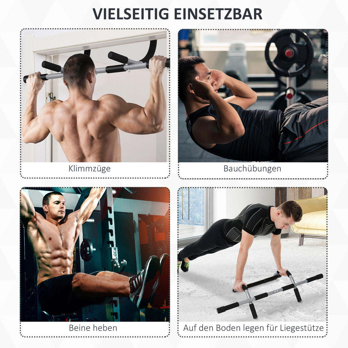 HOMCOM Fitness-Zubehör schwarz Polypropylen B/H/L: ca. 40x92x17 cm Klimmzugstange - schwarz (17,00/40,00/92,00cm) - HOMCOM