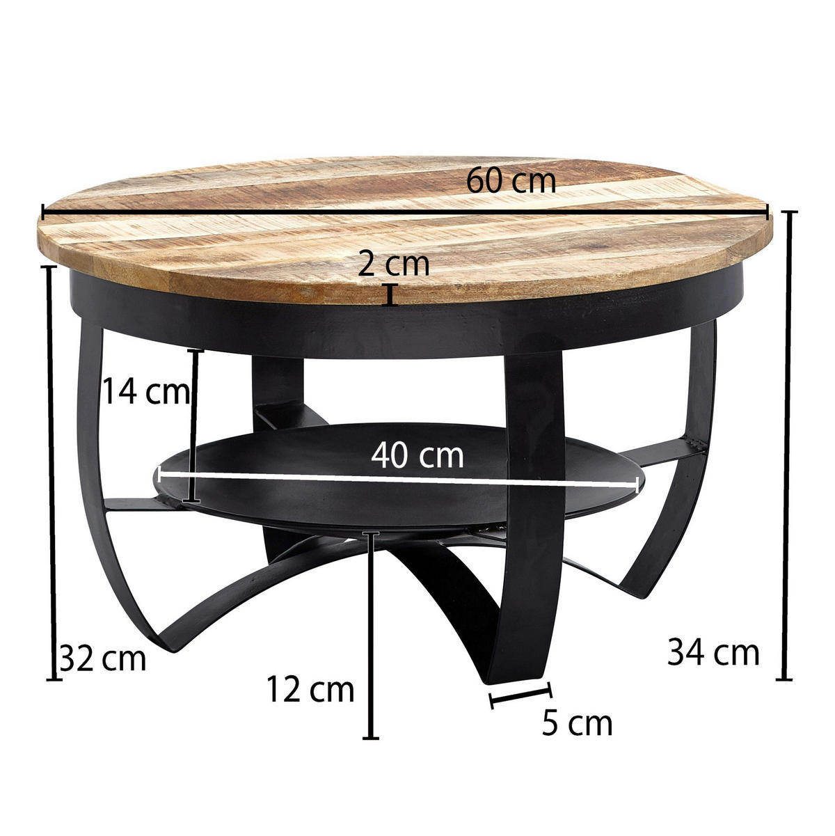 Couchtisch schwarz B/H/T: ca. 0x34x0 cm Couchtisch - schwarz (0,00/34,00/0,00cm) - Wohnling
