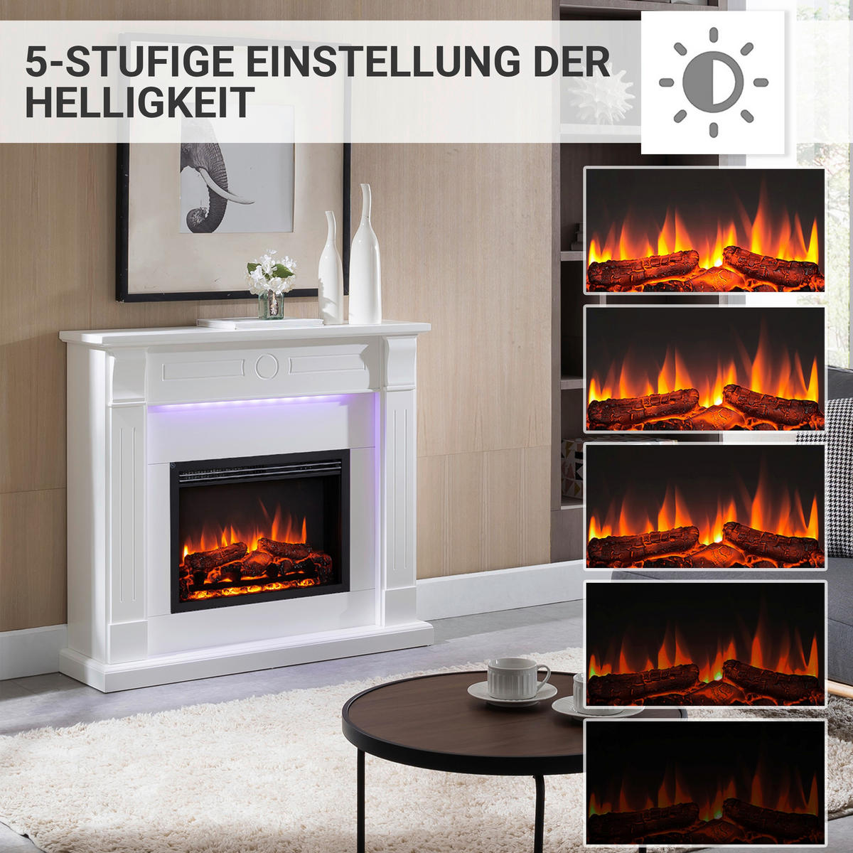 Balderia Elektrischer-Kamin Hikaru EF61D-MT119C weiß B/H/T: ca. 110x99x31 cm ca. 2000 W Elektro-Kamin Hikaru - weiß (110,00/99,00/31,00cm) - Balderia