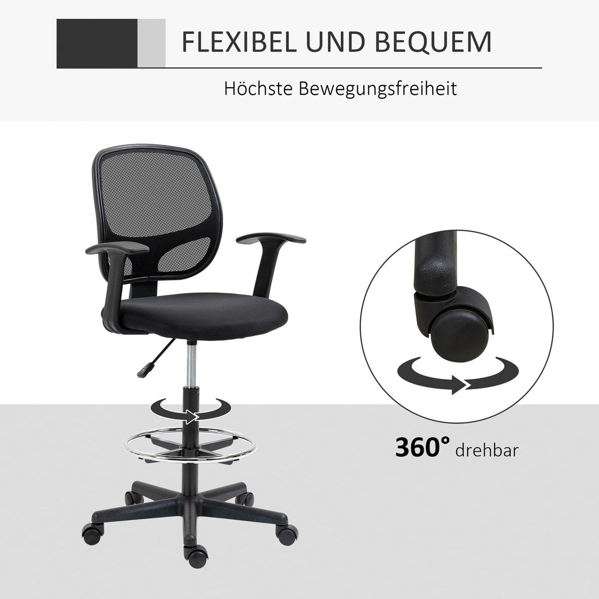 Stuhl 921-598 schwarz 921-598 - schwarz (60,00/132,00/56,00cm) - Vinsetto