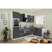 Respekta Küchenblock Premium grau hochglänzend B/H/T: ca. 280x220,5x172 cm Premium - weiß/granit (280,00/220,50/172,00cm) - Respekta