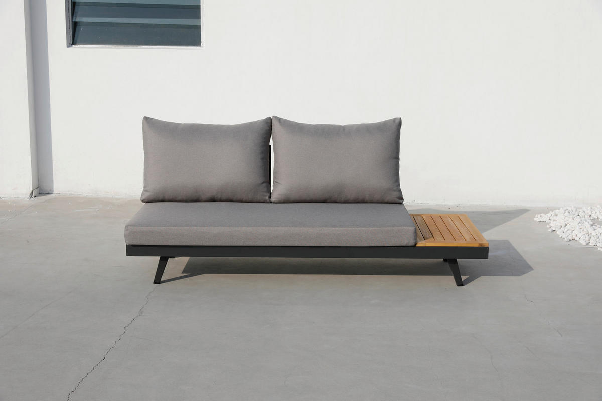 Acamp Loungeset Naxos anthrazit Polyester-Mischgewebe B/H/T: ca. 175x70x78 cm Naxos - anthrazit/teak (175,00/70,00/78,00cm) - Acamp